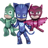 Ballon en aluminium géant marchant satiné Pyjamasques Yoyo/Bibou, vert/bleu/rouge 50 po, gonflement à l'hélium et ruban inclus, pour fête d'anniversaire Composite_or_Mixed