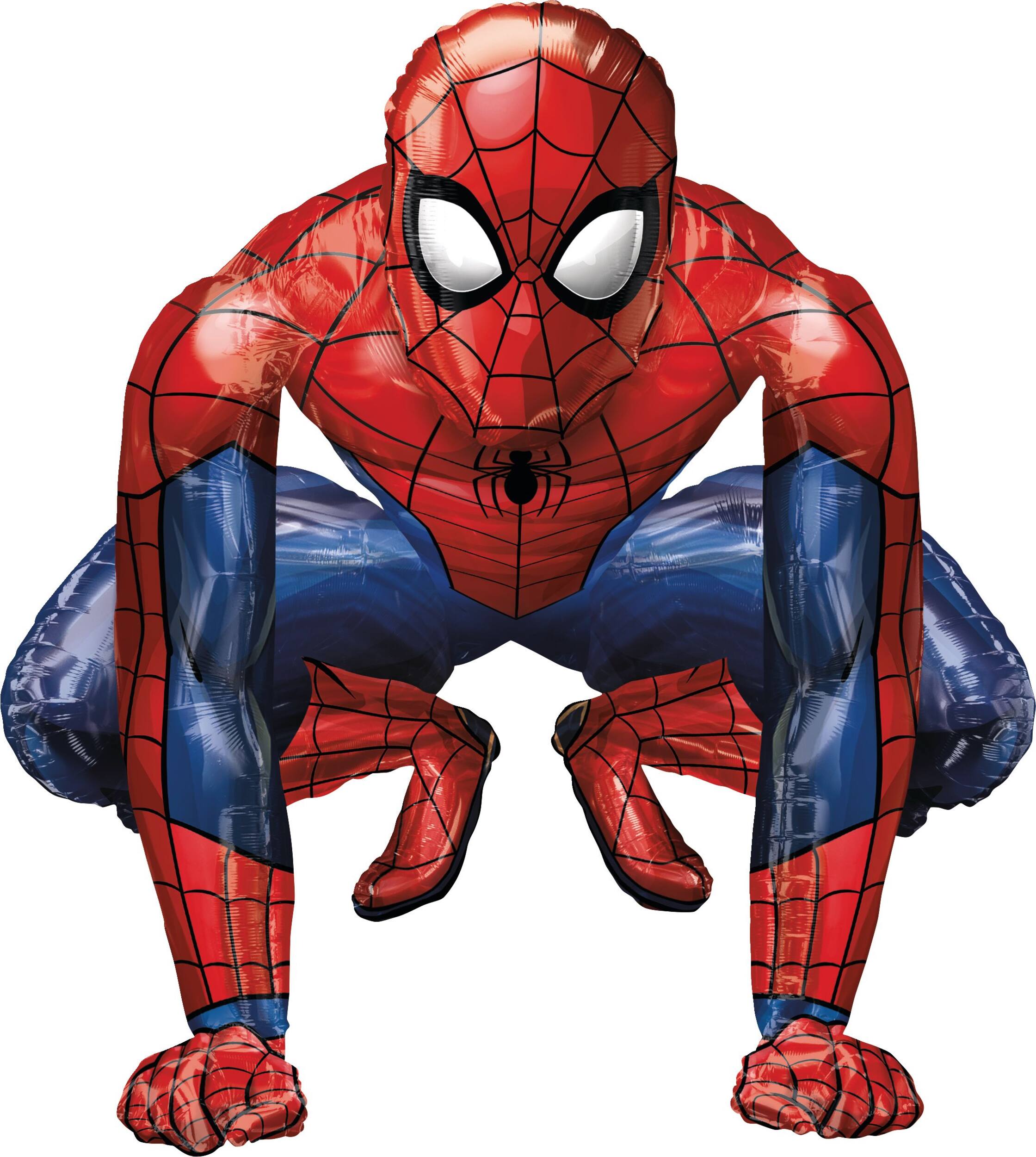 Disney Marvel Spider-Man Satin Giant Gliding Air-Walker Foil Balloon, Red/Black, 36-in, Helium Inflation & Ribbon Included for Birthday Party Front_Flat