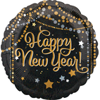 Happy New Year Champagne Bottle Satin Foil Balloon, Gold/Black, 36-in,  Helium Inflation & Ribbon Included for New Year's Eve