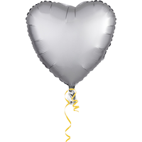 Heart Satin Foil Balloon for Birthday/Valentine's Day, Helium Inflation, Assorted Colours, 17-in Front_Flat