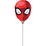 Disney Marvel Spider-Man Satin Mini-Shape Foil Balloon, Red, Air-Filled for Birthday Party Front_Flat
