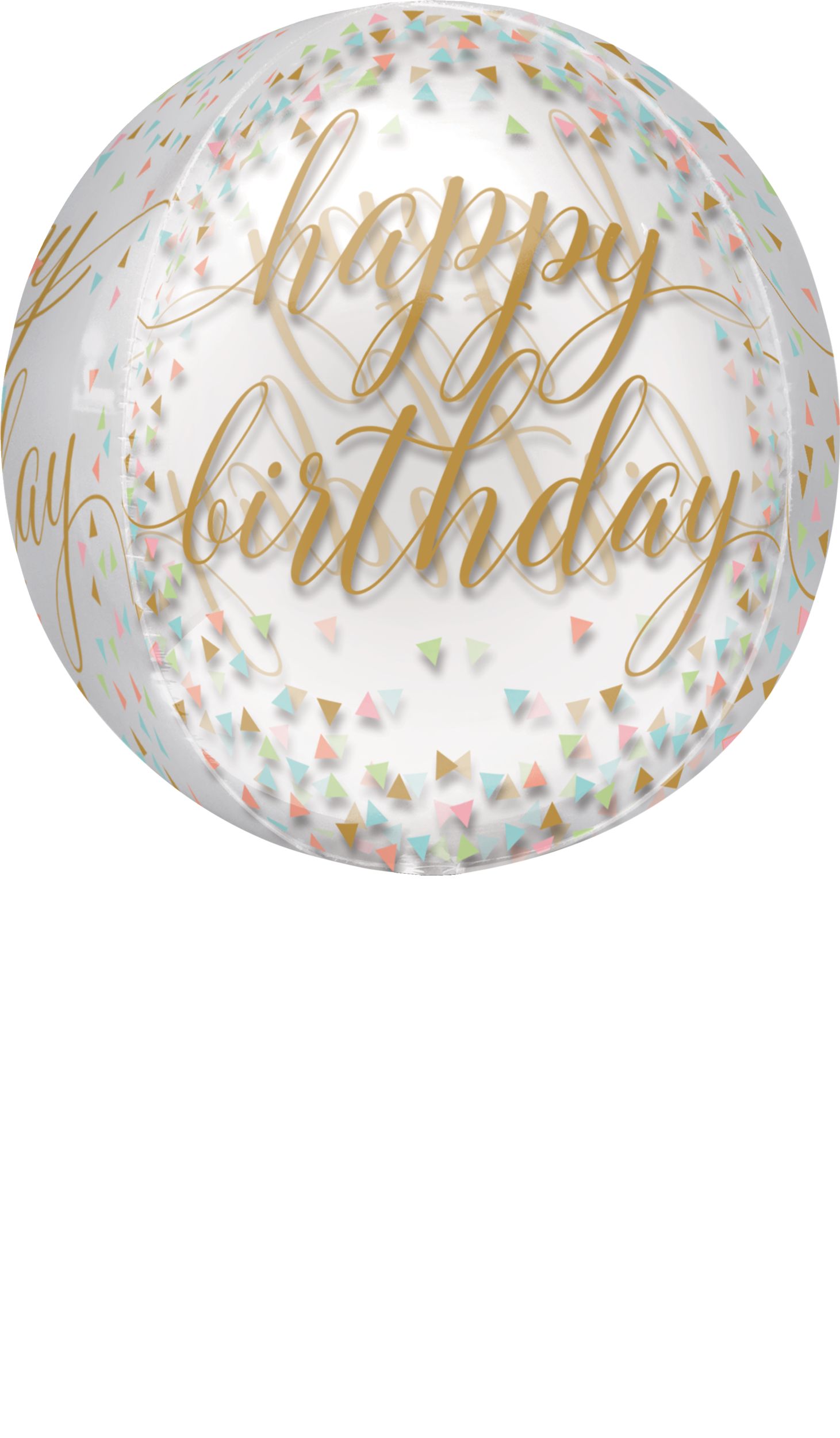 See Thru Orbz Confetti Happy Birthday Foil Balloon, Helium Inflation Included, 16-in Front_Flat