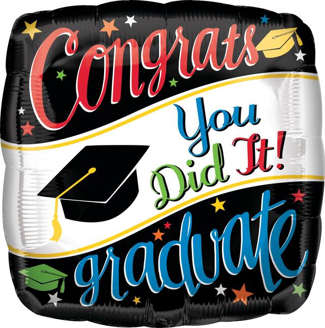 Colourful Congrats Graduate Balloon, 17-in Front_Flat