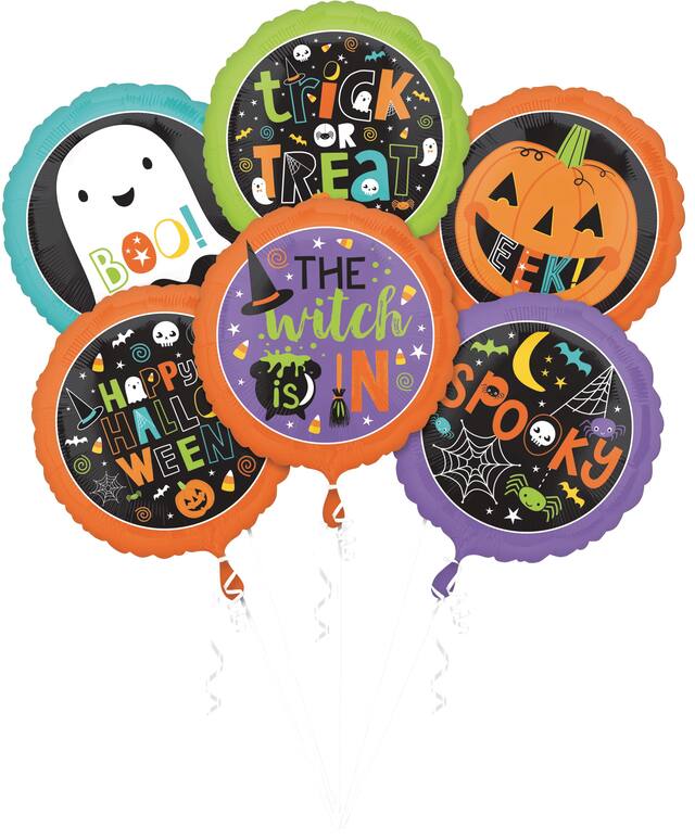 Halloween Friends Foil Balloons, Helium Inflation Included, 6-pk Front_Flat