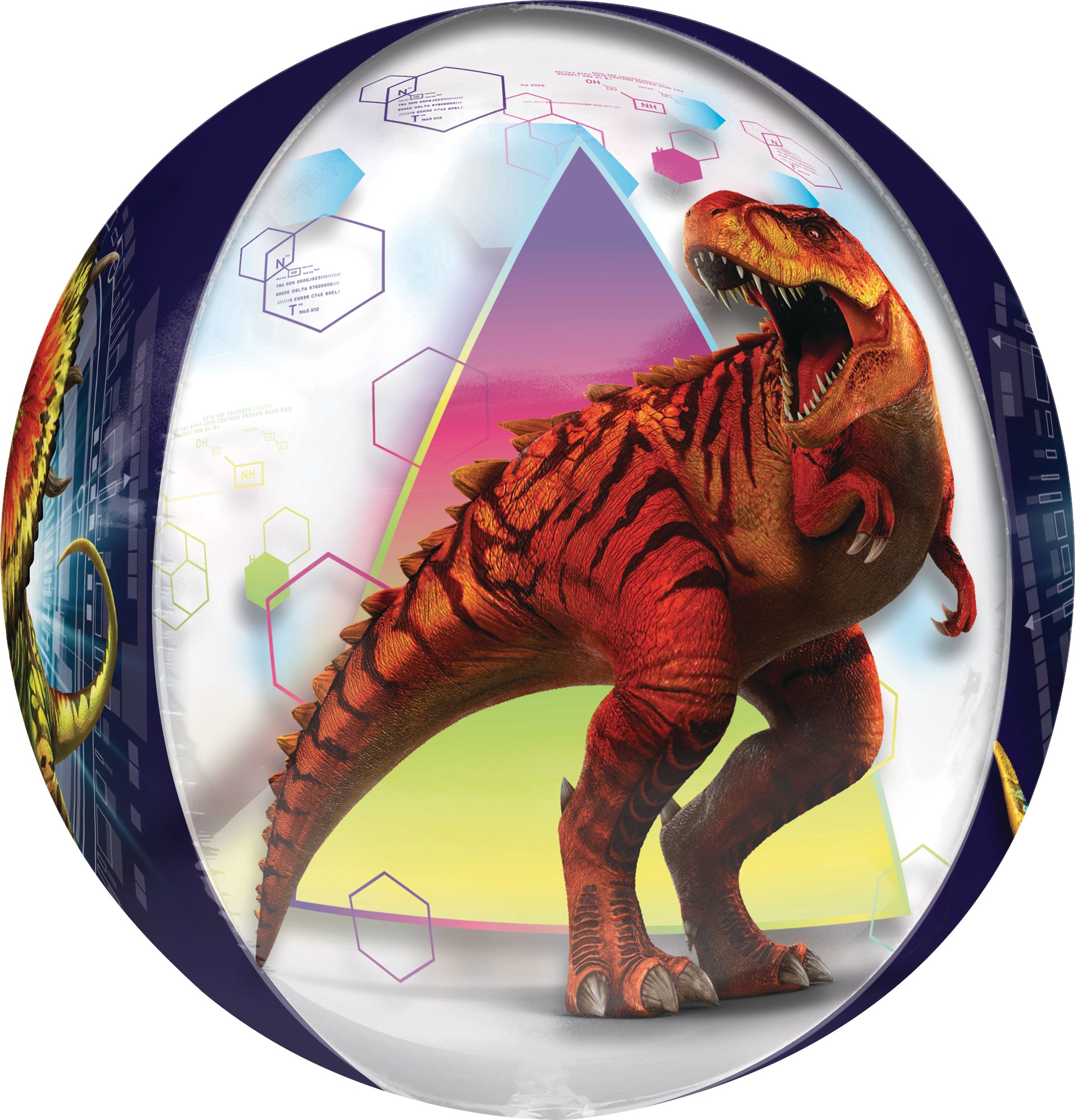 Ballon en aluminium de dinosaure Monde jurassique See Thru Orbz, gonflage à l'hélium inclus, 16&nbsp;po Side_Left