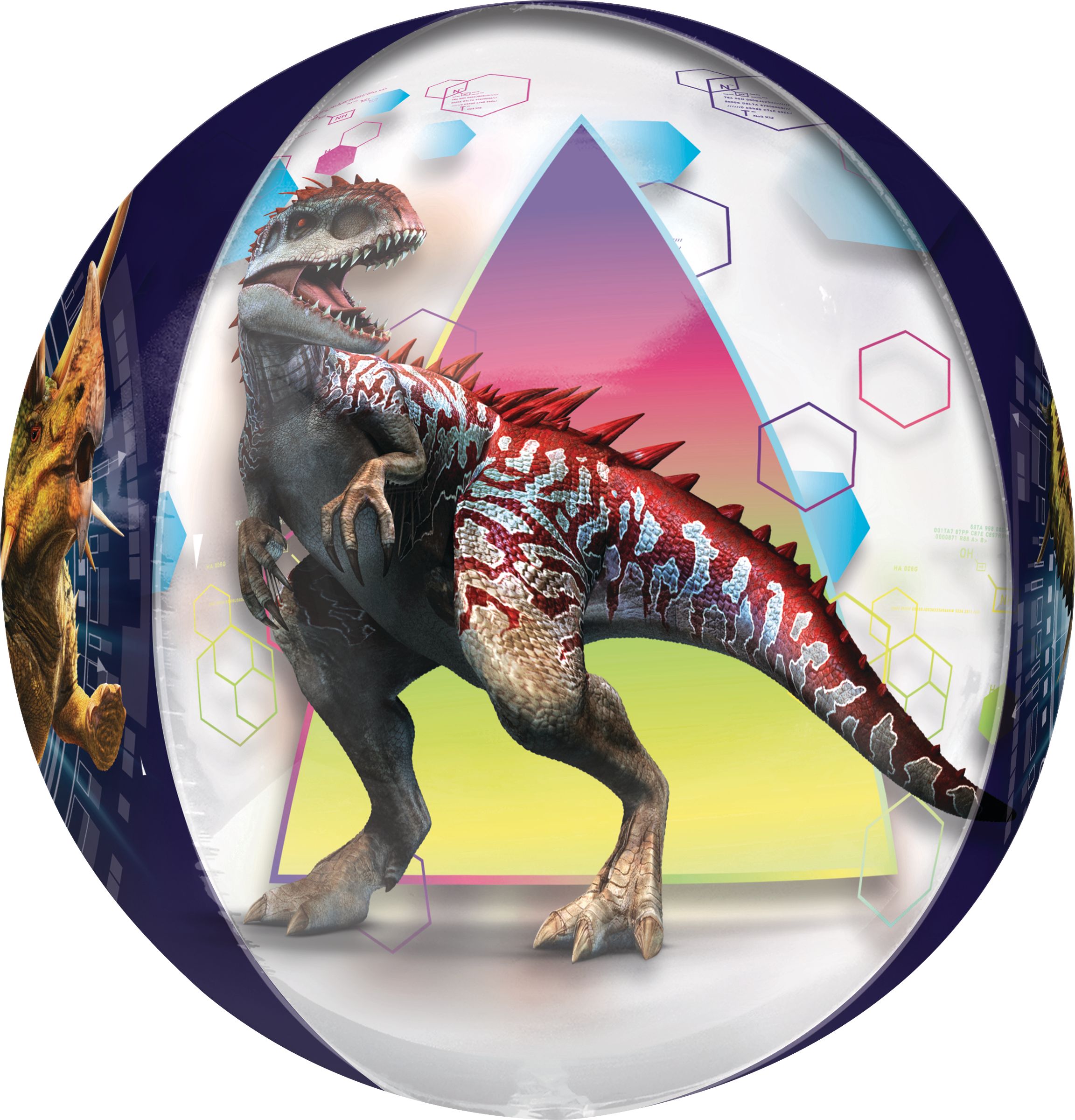 Ballon en aluminium de dinosaure Monde jurassique See Thru Orbz, gonflage à l'hélium inclus, 16&nbsp;po Side_Right