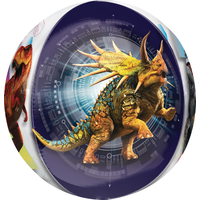Ballon en aluminium de dinosaure Monde jurassique See Thru Orbz, gonflage à l'hélium inclus, 16 po Front_Flat
