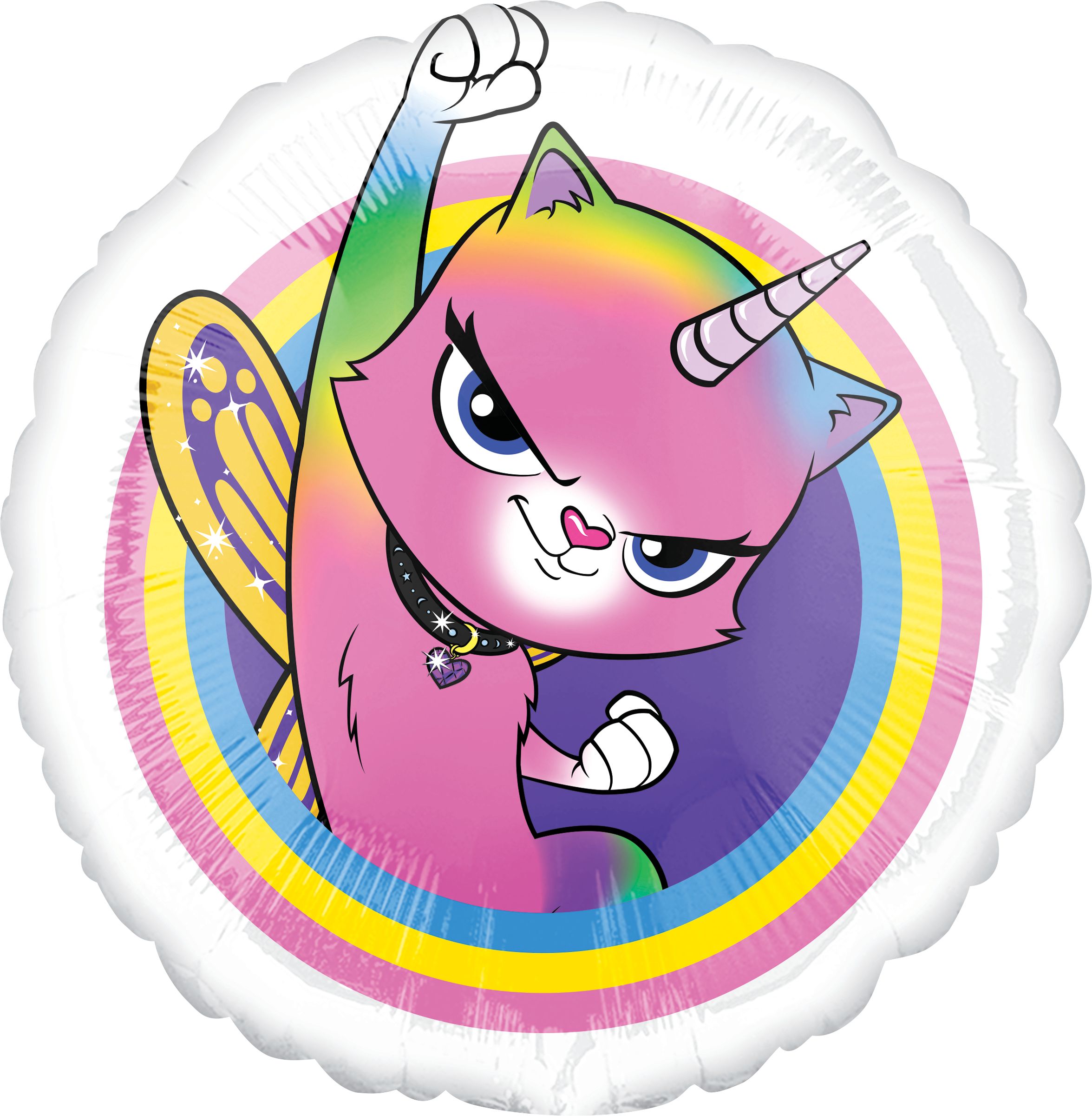 Rainbow Butterfly Unicorn Kitty Balloon, 17-in Front_Flat