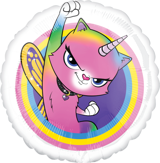 Rainbow Butterfly Unicorn Kitty Balloon, 17in Party City