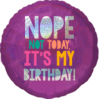 Ballon en aluminium satiné rond prismatique Jeune et fabuleuse The Birthday Struggle Is Real, vert, 18 po, gonflement à l'hélium et ruban inclus, pour fête d'anniversaire Front_Flat