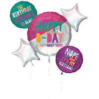 Prismatic Young & Fab Foil Birthday Balloon Bouquet, Helium Inflation Included, 5-pc Front_Flat
