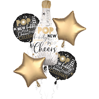 Bouquet de ballons veille du Nouvel An, champagne, paq. 5 Front_Flat