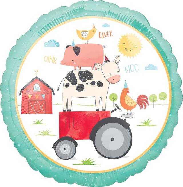 Barnyard Birthday Balloon, 17-in Front_Flat