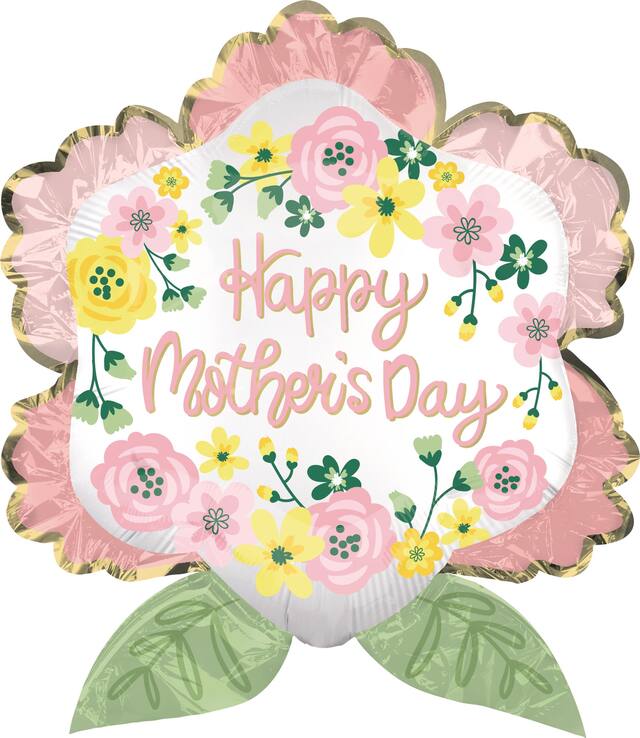 Floral Mother's Day Satin Flower Balloon, 25-in Front_Flat