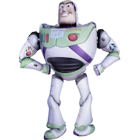 Disney Pixar Toy Story Buzz Lightyear Satin Giant Gliding Air-Walker Foil Balloon, White/Green, 62-in, Helium Inflation & Ribbon Included for Birthday