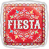 Ballon en aluminium satiné carré Fiesta, rouge, papel Picado, 17 po, gonflement à l'hélium et ruban inclus, pour fiesta/Cinco de Mayo Front_Flat