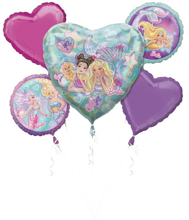 Mermaid Barbie Balloon Bouquet, 5-pc Front_Flat