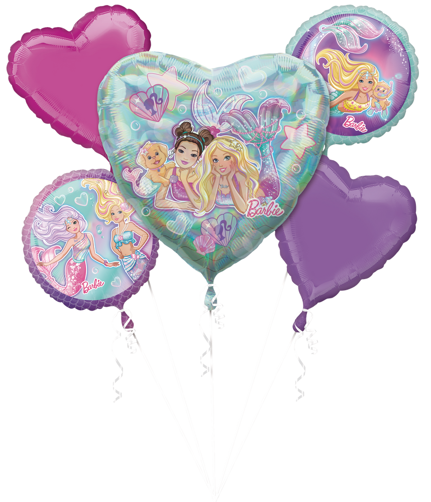 5 Piece Mermaid Cat Balloon Foil Bouquet Party Supplies 