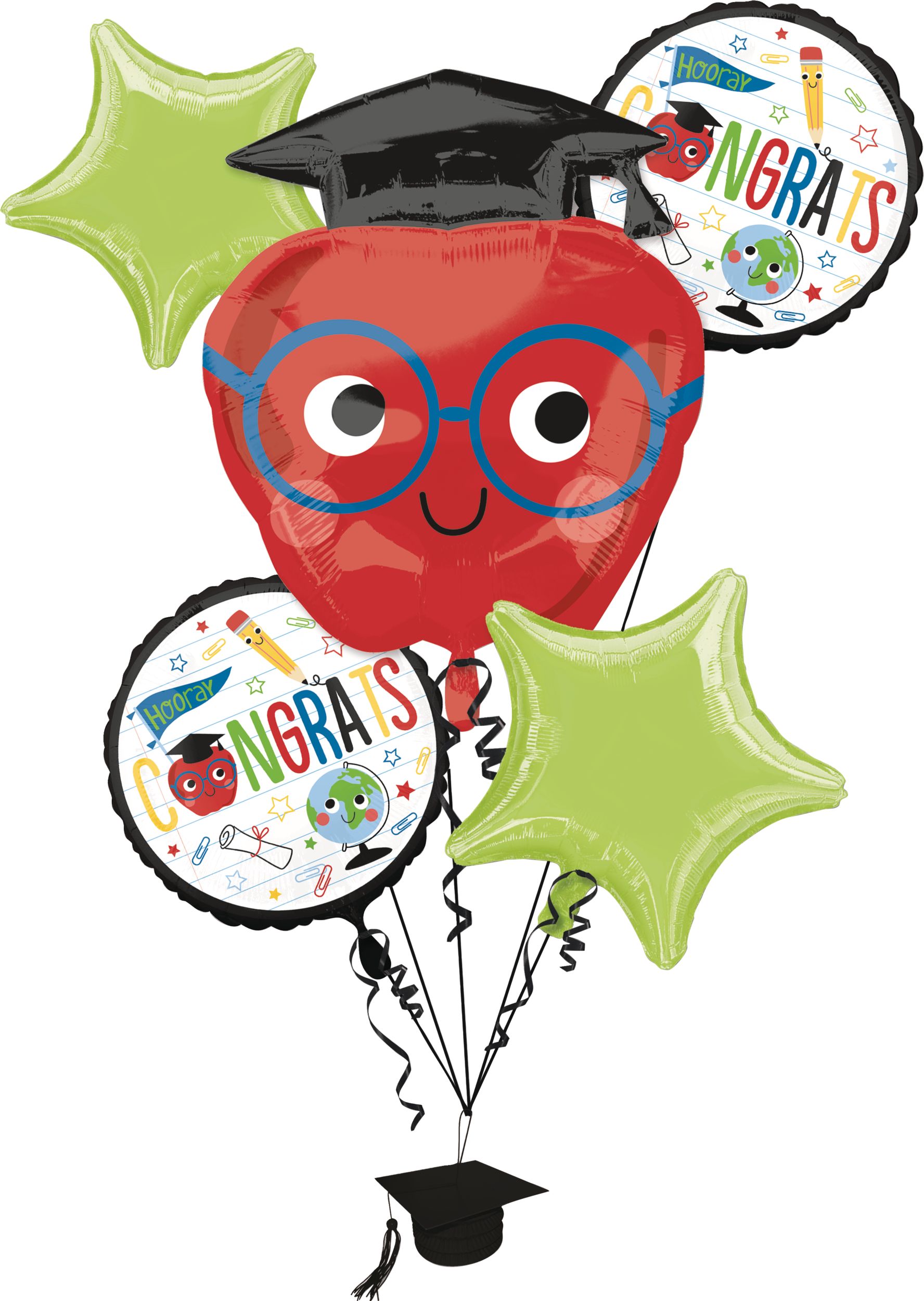 Future Dreamer Graduation Foil Balloon Bouquet, Helium Inflation Included, 5-pc Front_Flat