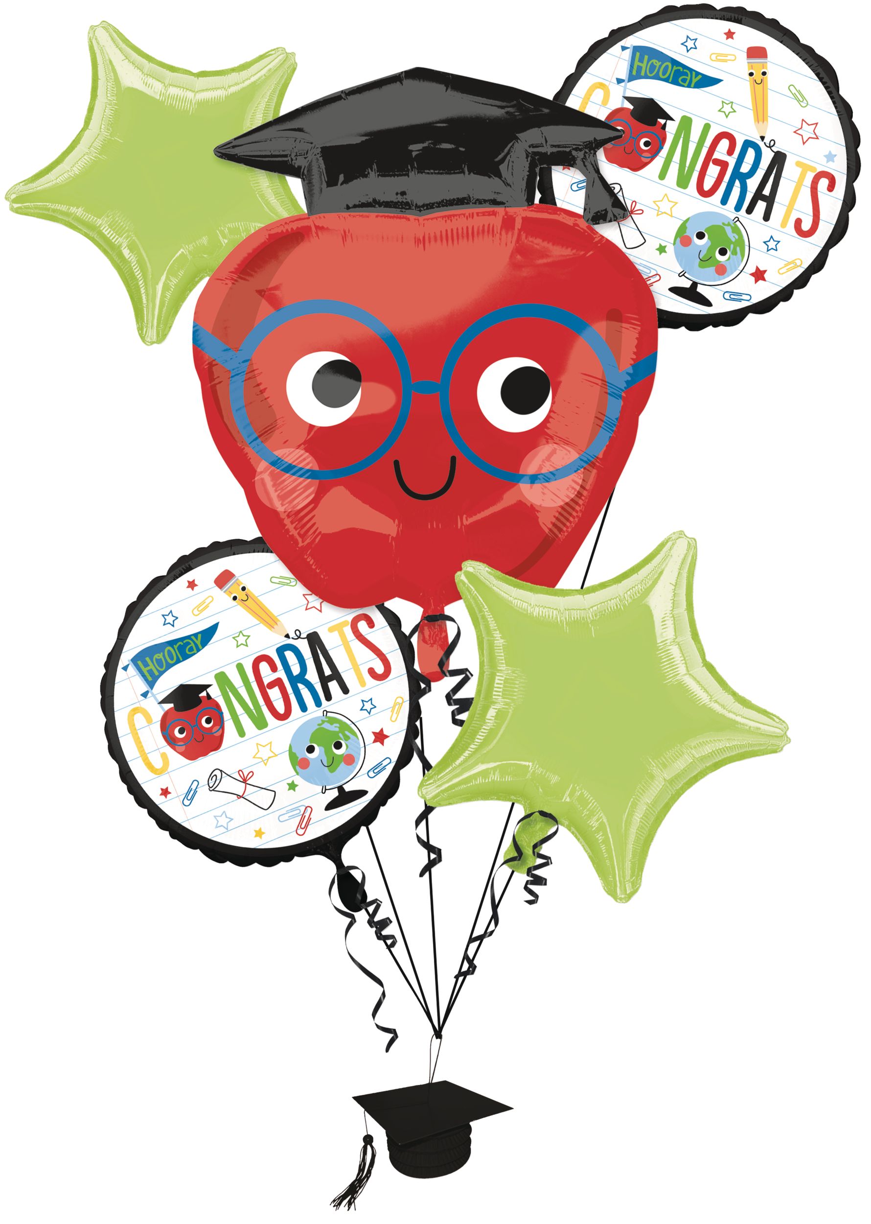 Future Dreamer Graduation Foil Balloon Bouquet, Helium Inflation Included, 5-pc Front_Flat