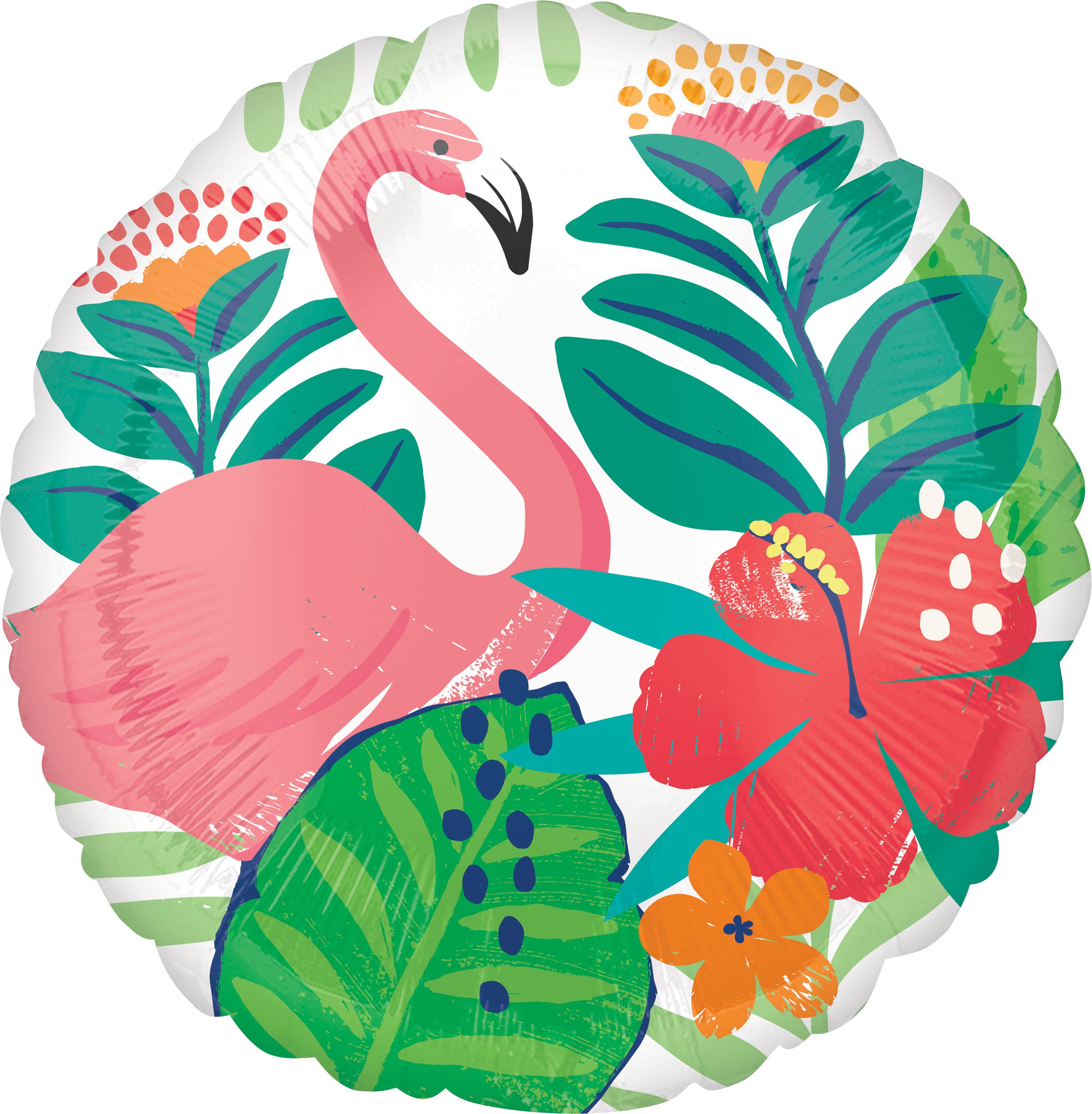 Flamant rose tropical en aluminium pour fête estivale/tropicale, gonflage à l’hélium inclus, 17&nbsp;po Front_Flat