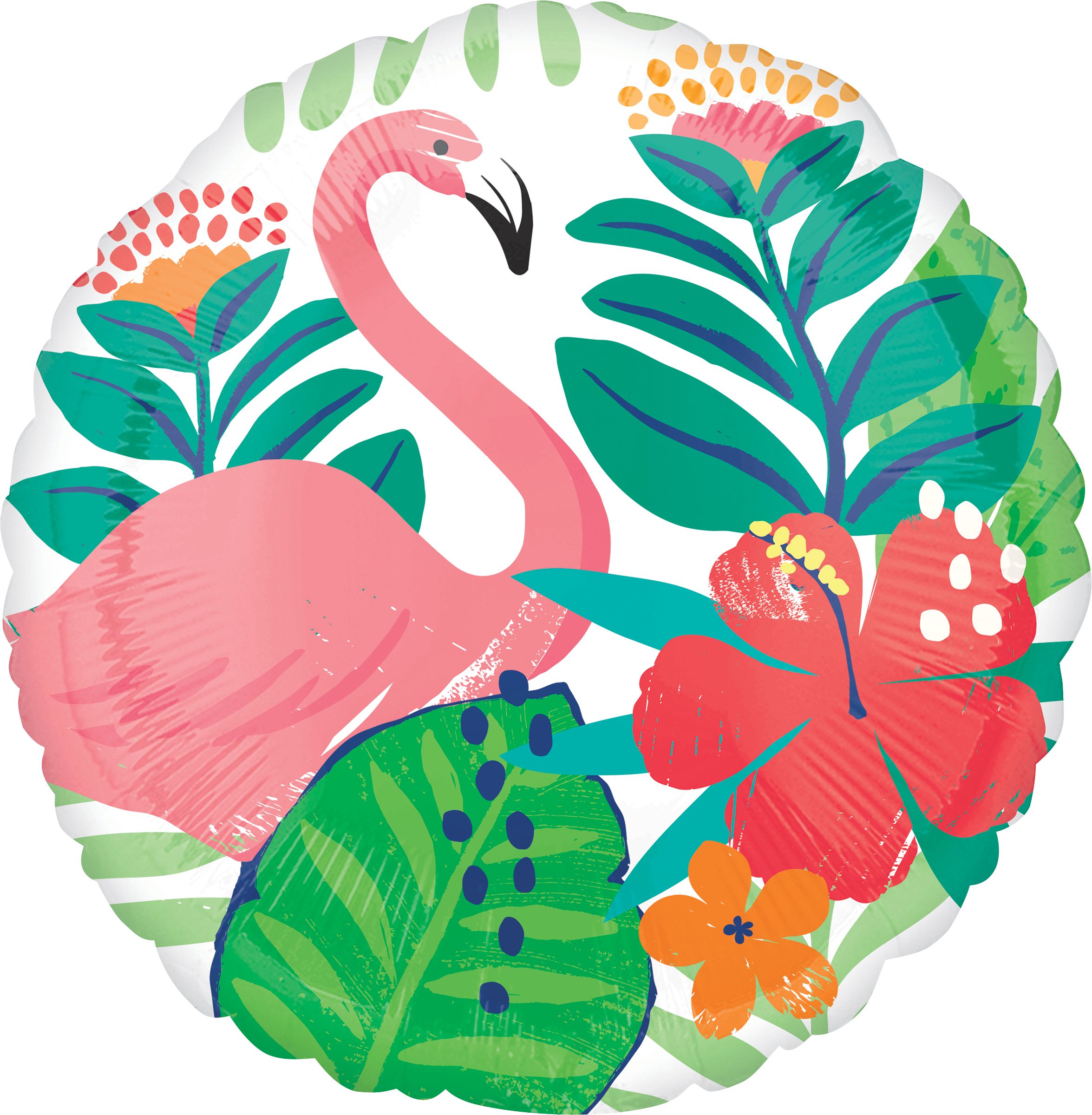 Flamant rose tropical en aluminium pour fête estivale/tropicale, gonflage à l’hélium inclus, 17&nbsp;po Front_Flat