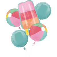 Bouquet de ballons en aluminium Just Chili comprend des ballons de plage pour fête d’été/d’anniversaire, gonflage à l’hélium, 5&nbsp;pièces Front_Flat