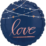 Ballon en aluminium satiné rond Better Together, bleu marine, 17 po, gonflement à l'hélium et ruban inclus, pour anniversaire/mariage/fiançailles Front_Flat