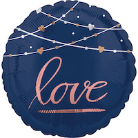 Ballon en aluminium satiné rond Better Together, bleu marine, 17 po, gonflement à l'hélium et ruban inclus, pour anniversaire/mariage/fiançailles Front_Flat