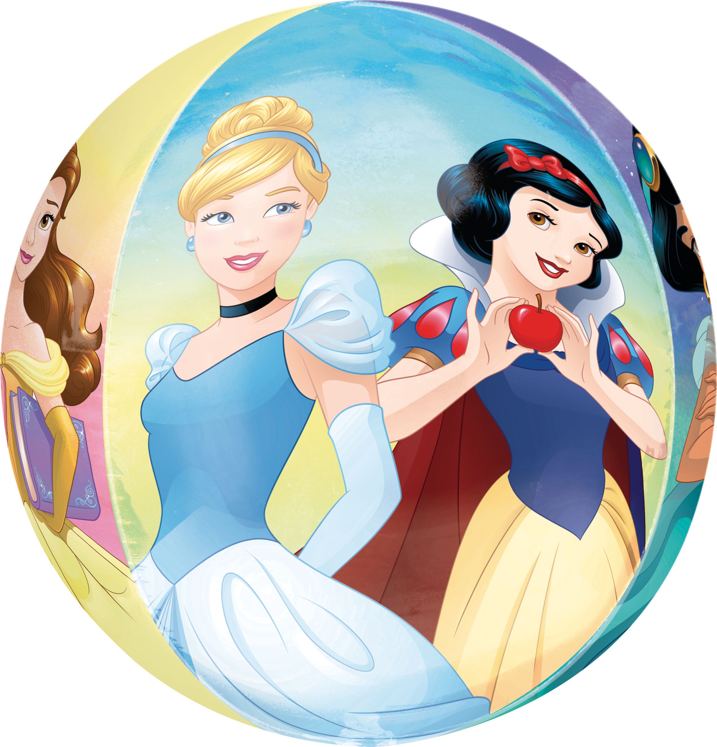 Disney Princess Once Upon A Time Orbz Satin Foil Balloon, Multi-Coloured, 16-in, Helium Inflation & Ribbon Included for Birthday Party Back_Flat