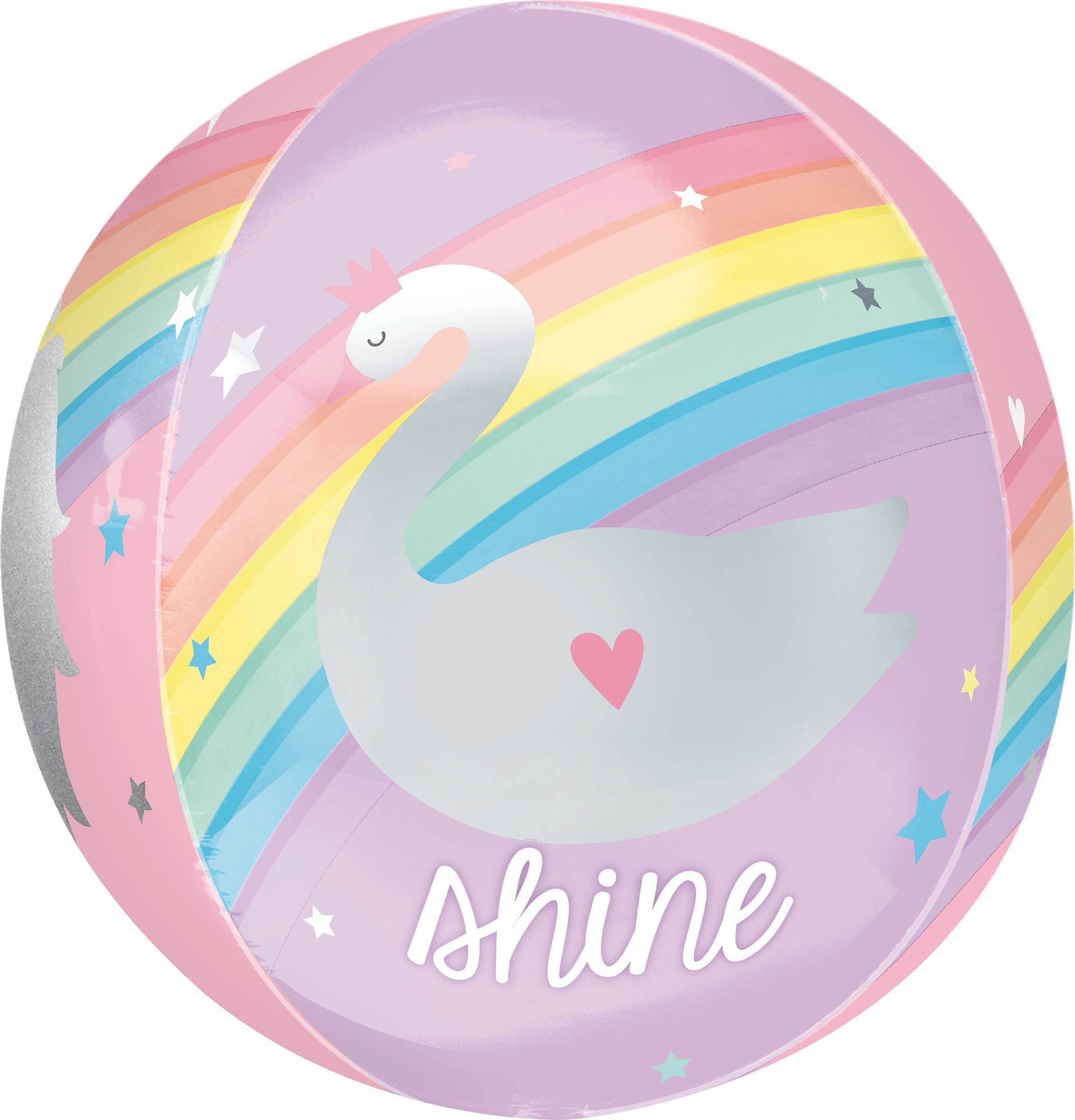 Magical Rainbow See Thru Orbz Foil Balloon for Birthday Party, Helium Inflation Included, 16-in Front_Flat