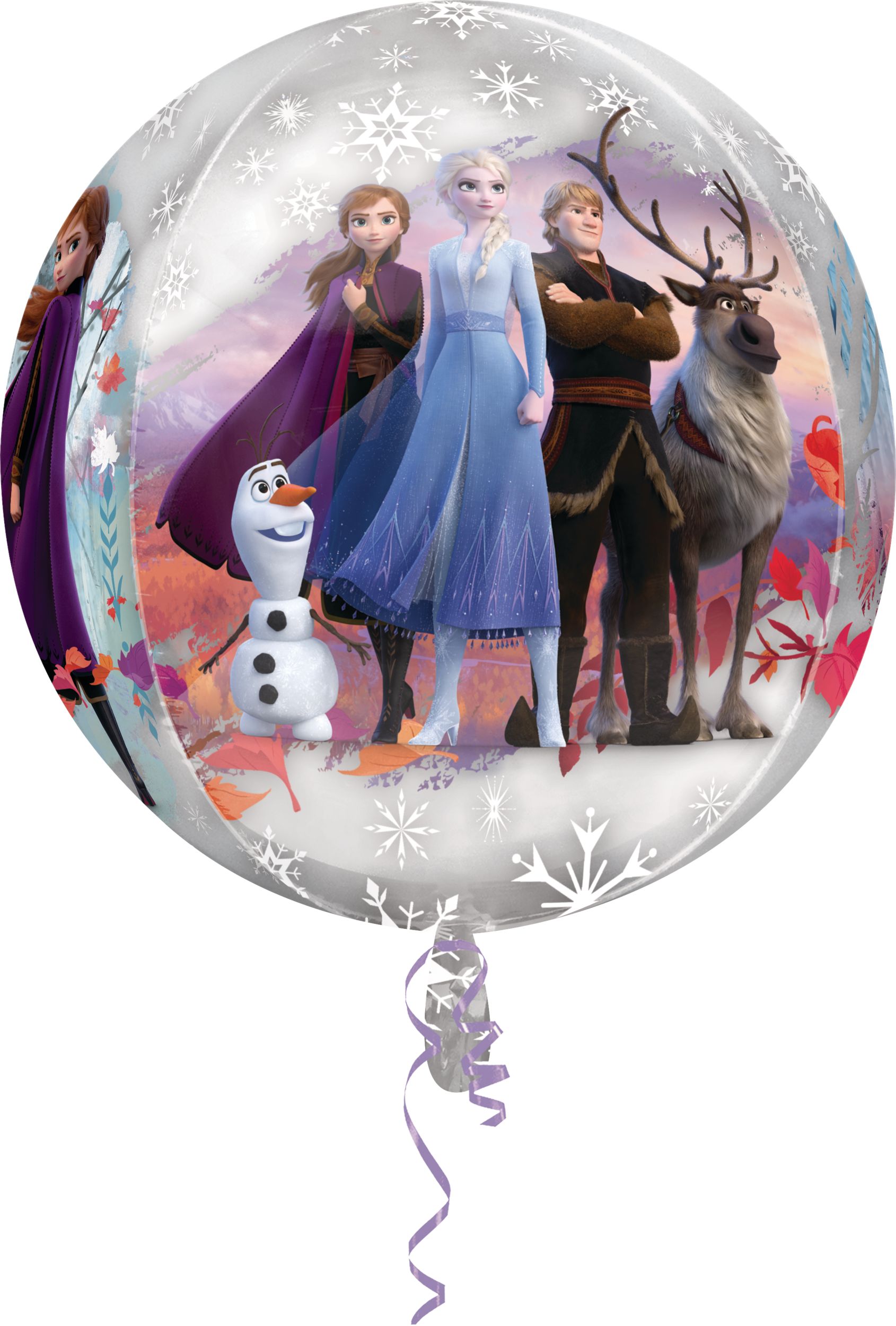Disney Frozen Olaf Orbz Satin Foil Balloon, Silver, 16-in, Helium Inflation & Ribbon Included for Birthday Party Front_Flat