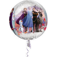 Disney Frozen Olaf Orbz Satin Foil Balloon, Silver, 16-in, Helium Inflation & Ribbon Included for Birthday Party