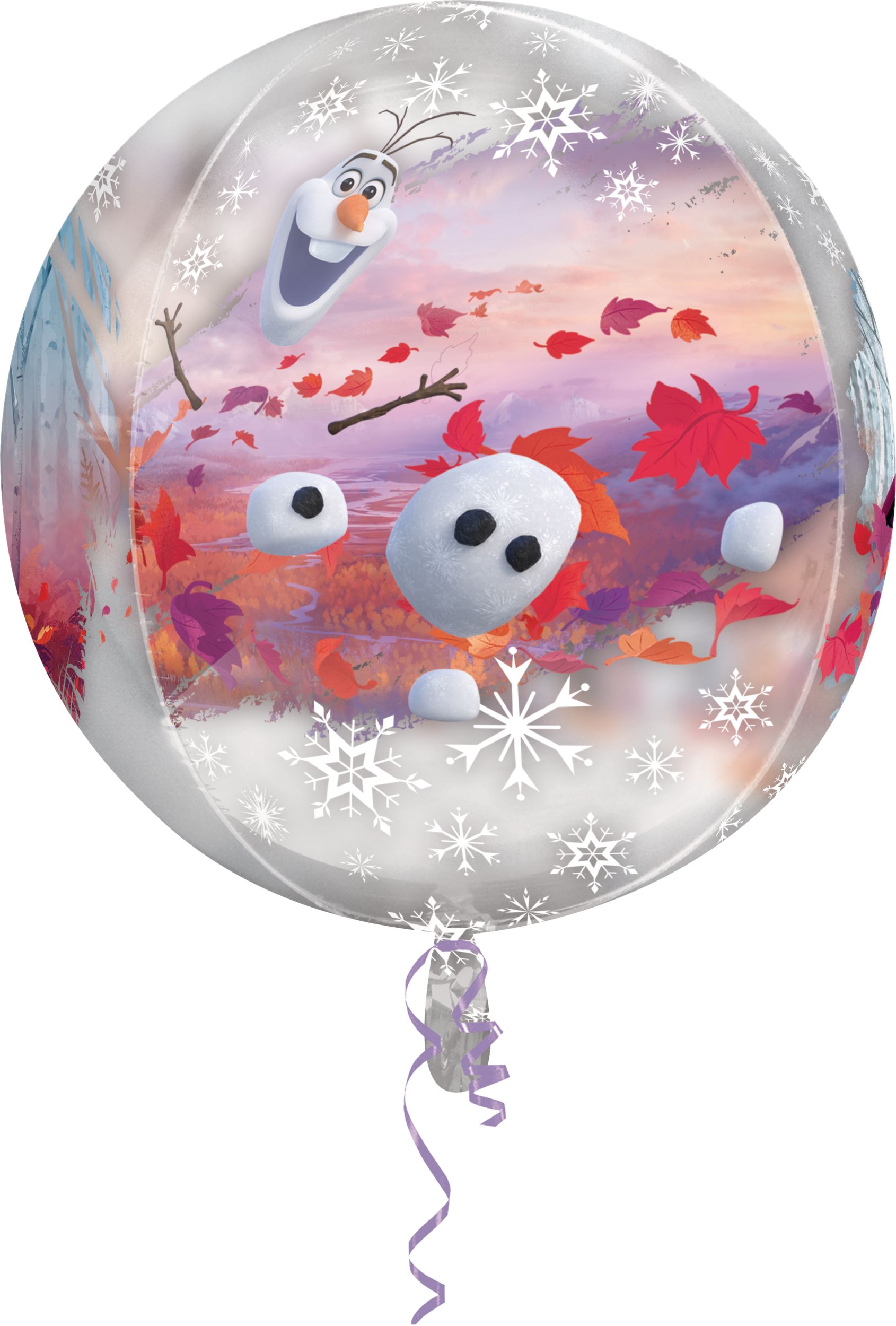 Disney Frozen Olaf Orbz Satin Foil Balloon, Silver, 16-in, Helium Inflation & Ribbon Included for Birthday Party Front_Flat