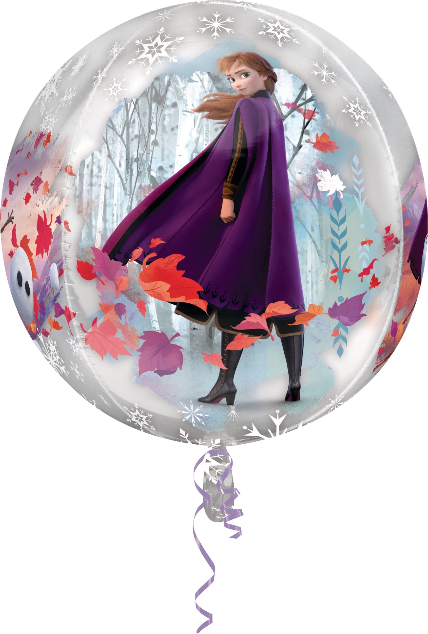 Disney Frozen Olaf Orbz Satin Foil Balloon, Silver, 16-in, Helium Inflation & Ribbon Included for Birthday Party Front_Flat