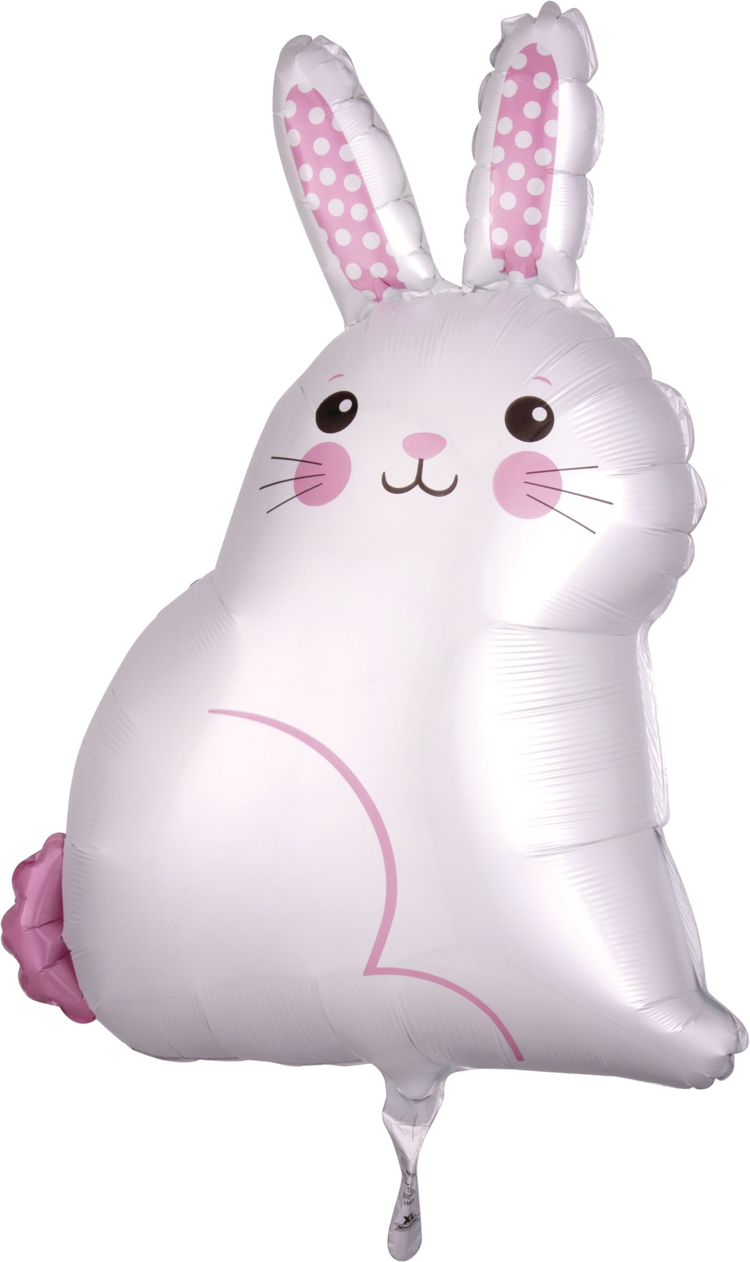 Easter Bunny Satin Foil Balloon, Helium Inflation Included, White, 17-in Front_Flat