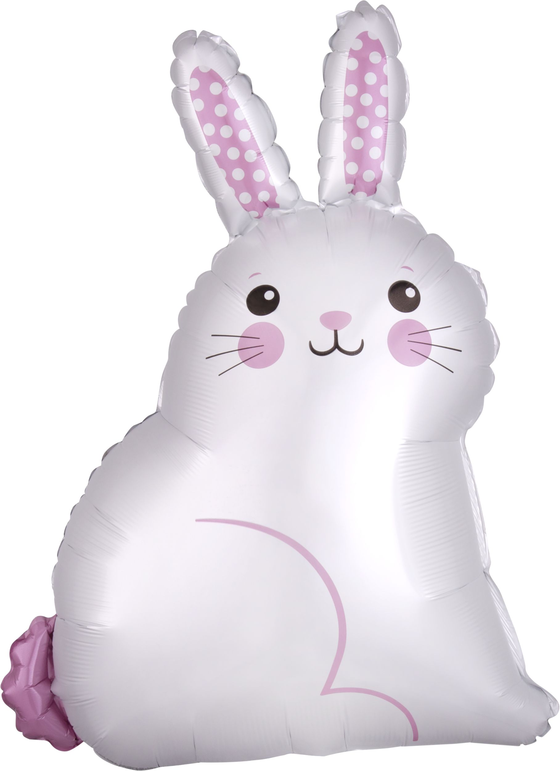 Easter Bunny Satin Foil Balloon, Helium Inflation Included, White, 17-in Front_Flat