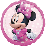 Disney Minnie Mouse Round Satin Foil Balloon, Pink, Polka Dot, 16.5-in, Helium Inflation & Ribbon Included for Birthday Party Front_Flat