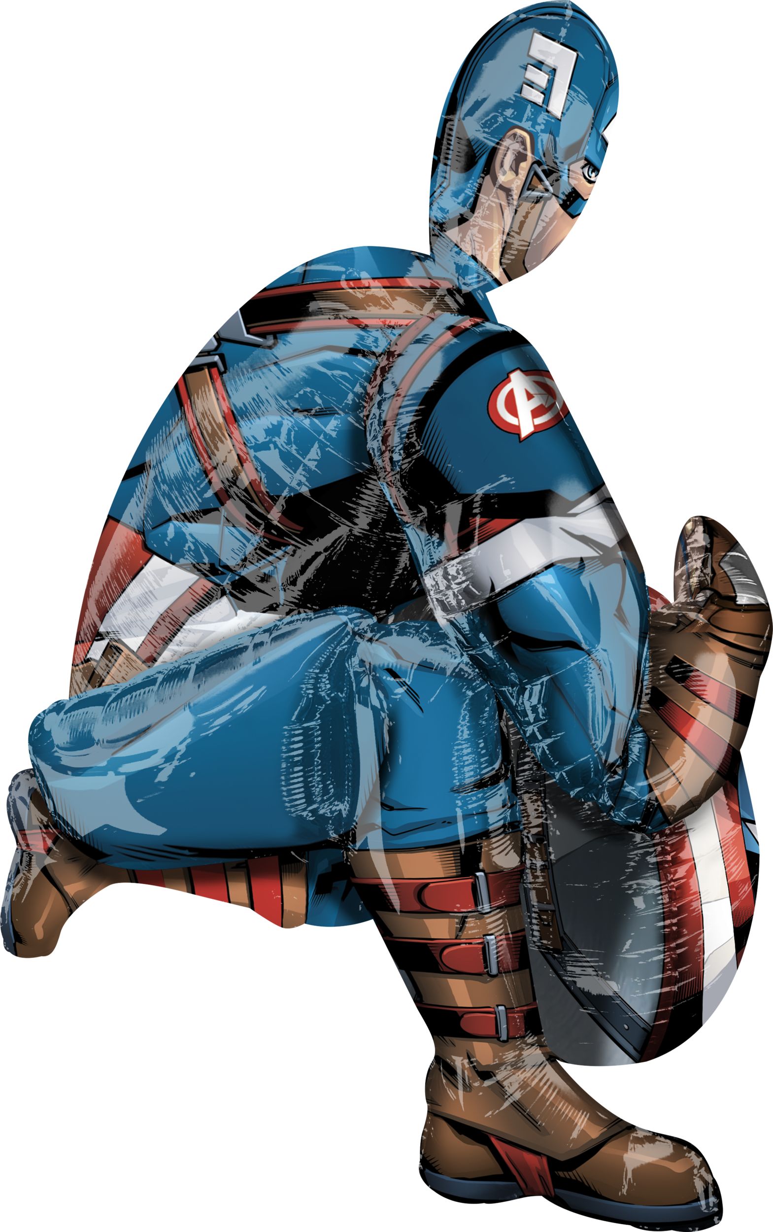 Disney Marvel Captain America Satin Giant Gliding Air-Walker Foil Balloon, Blue/Red, 36-in, Helium Inflation & Ribbon Included for Birthday Party Side_Right