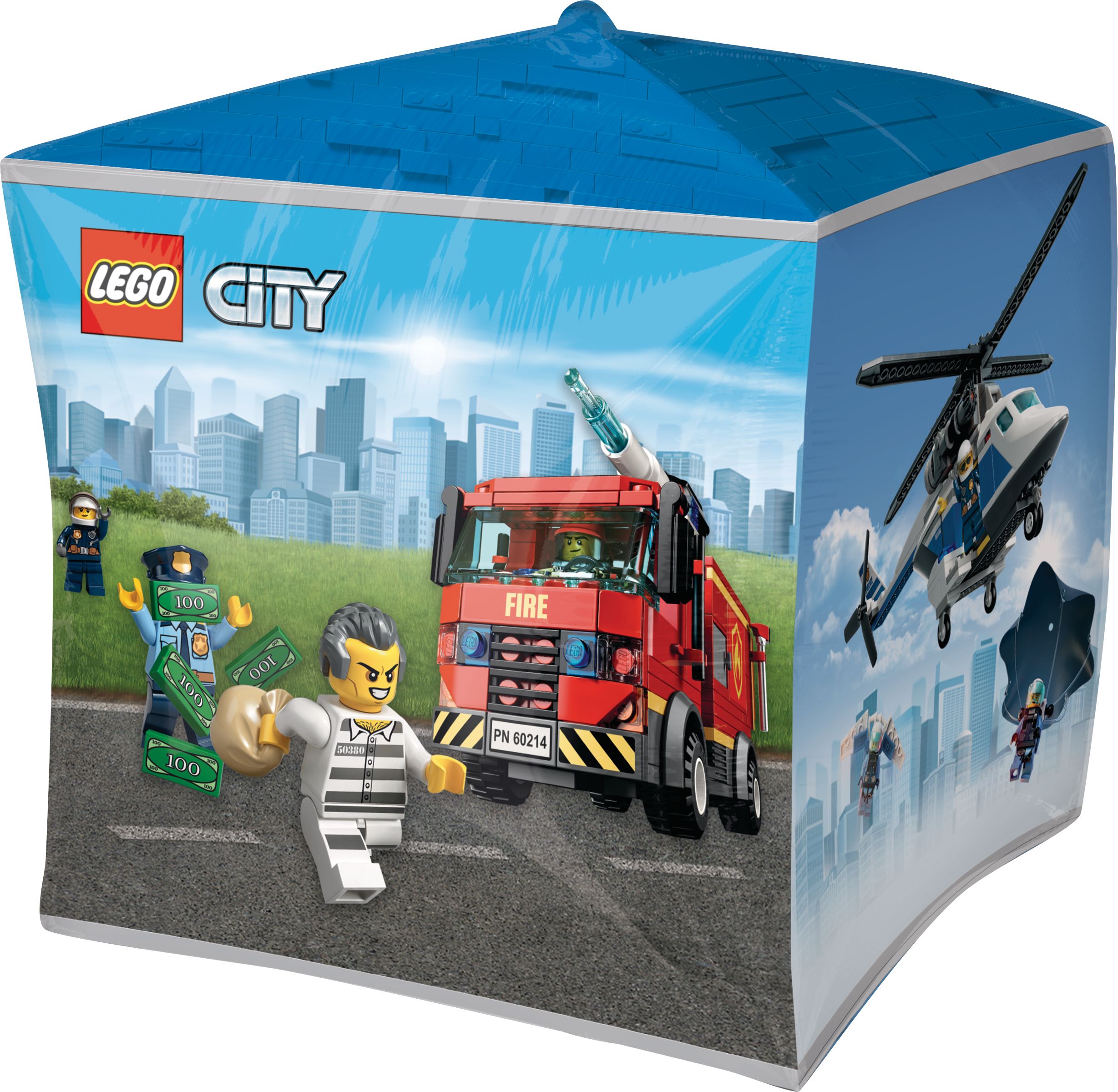 LEGO City Cubez Foil Balloon for Birthday Party, Helium Inflation Included, 15-in Front_Angled_Left