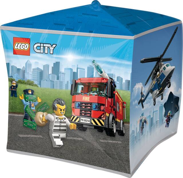 LEGO City Cubez Foil Balloon for Birthday Party, Helium Inflation Included, 15-in Front_Angled_Left