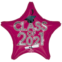 Ballon en aluminium avec étoile de remise des diplômes de classe 2021, gonflage à l’hélium inclus, 19&nbsp;po Front_Flat
