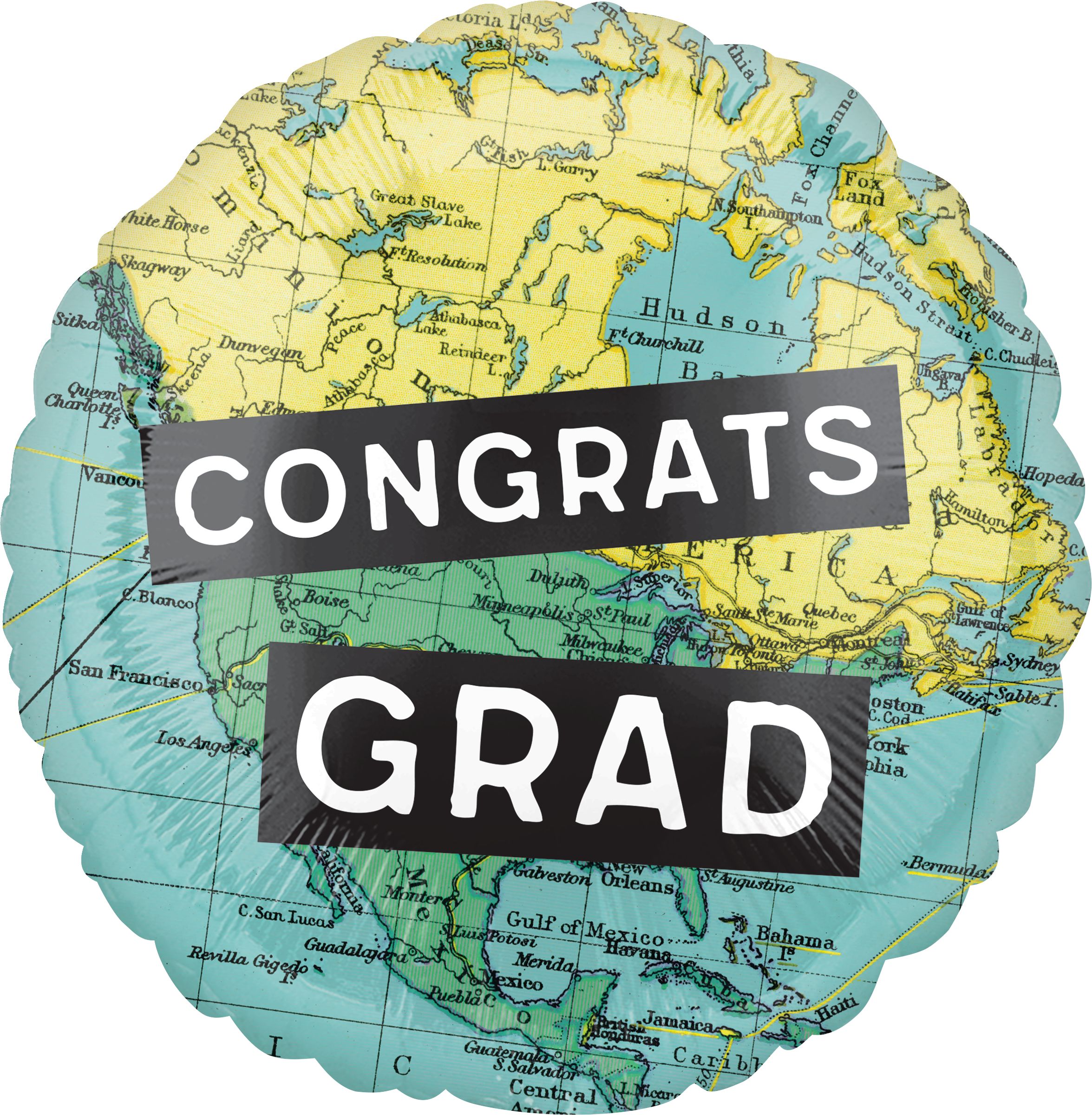 The World Awaits Congrats Graduation Balloon, 18-in Front_Flat
