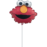 Sesame Street Elmo Satin Mini-Shape Foil Balloon, Red, Air-Filled for Birthday Party Front_Flat
