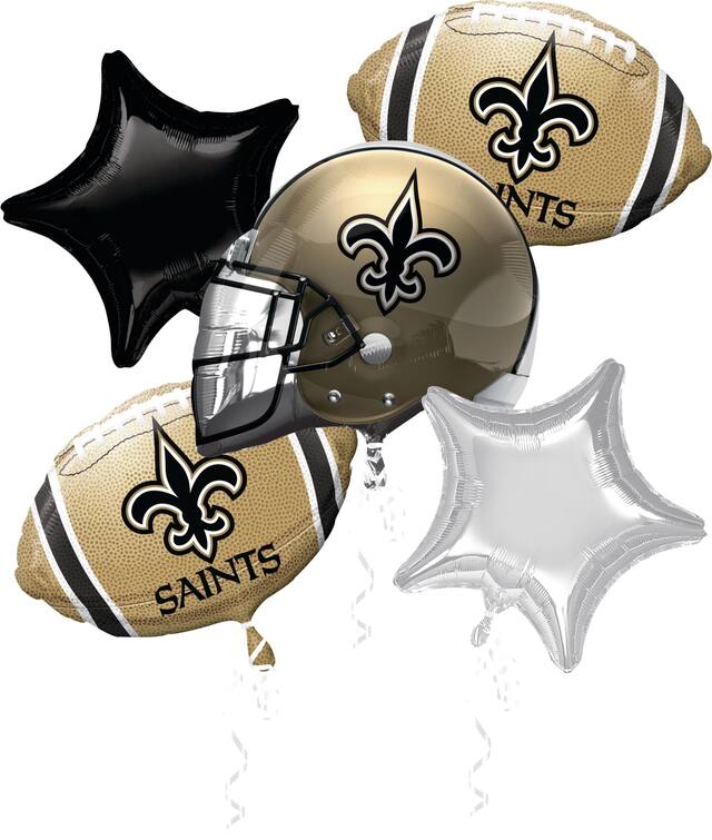 New Orleans Saints Balloon Bouquet, 5-pc Front_Flat