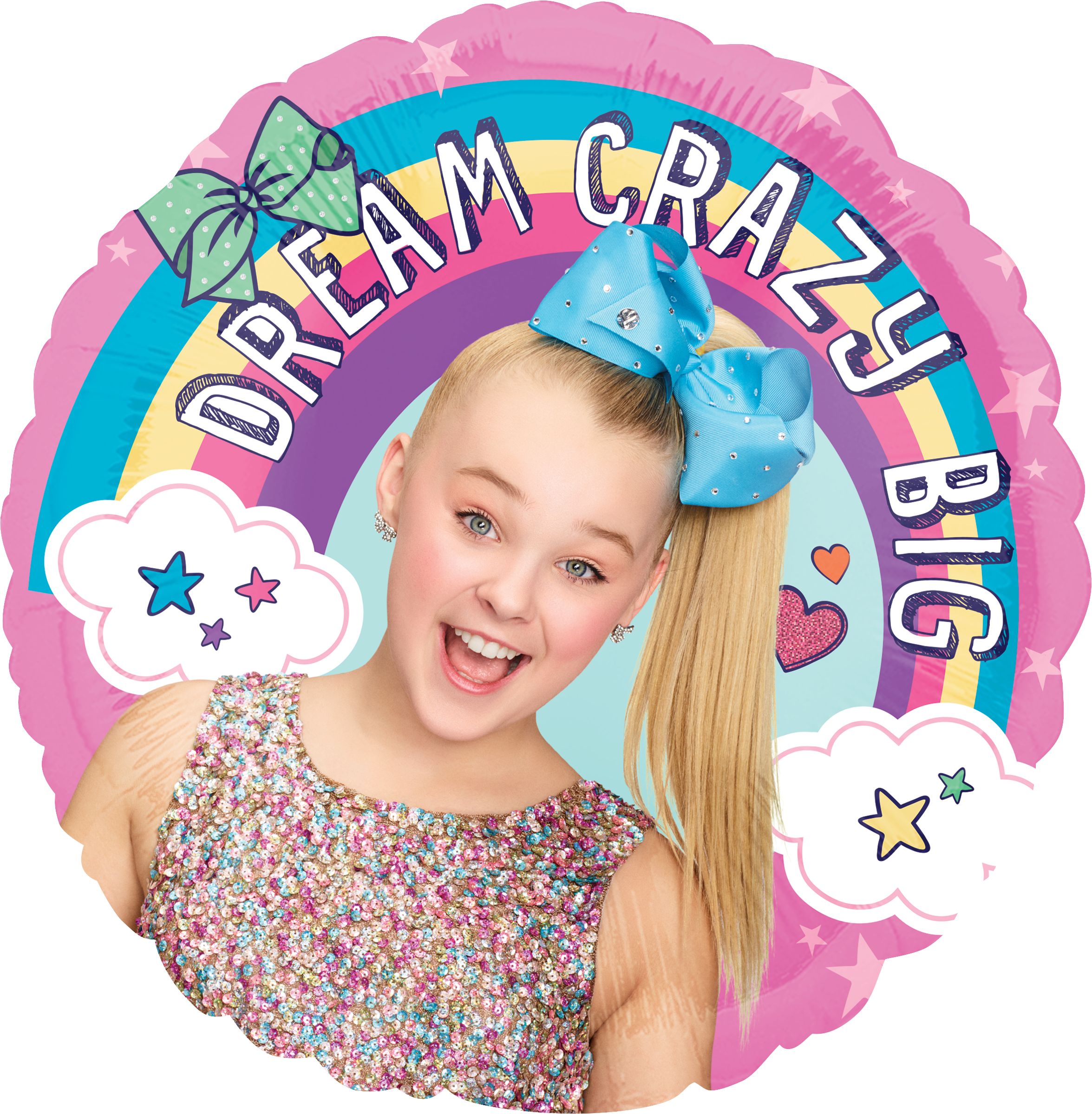 JoJo Siwa Dream Crazy Big Foil Balloon for Birthday Party, Helium Inflation Included, 17-in Front_Flat