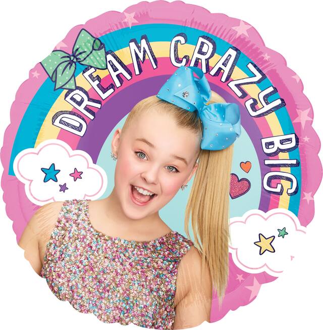 JoJo Siwa Dream Crazy Big Foil Balloon for Birthday Party, Helium Inflation Included, 17-in Front_Flat
