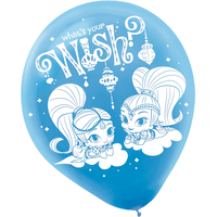 Shimmer & Shine Birthday Party Latex Balloons, Pink/Blue/Purple, 6-pk Front_Flat