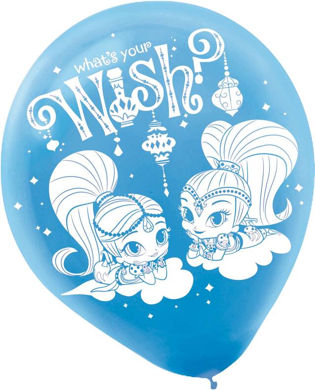 Shimmer & Shine Birthday Party Latex Balloons, Pink/Blue/Purple, 6-pk Front_Flat