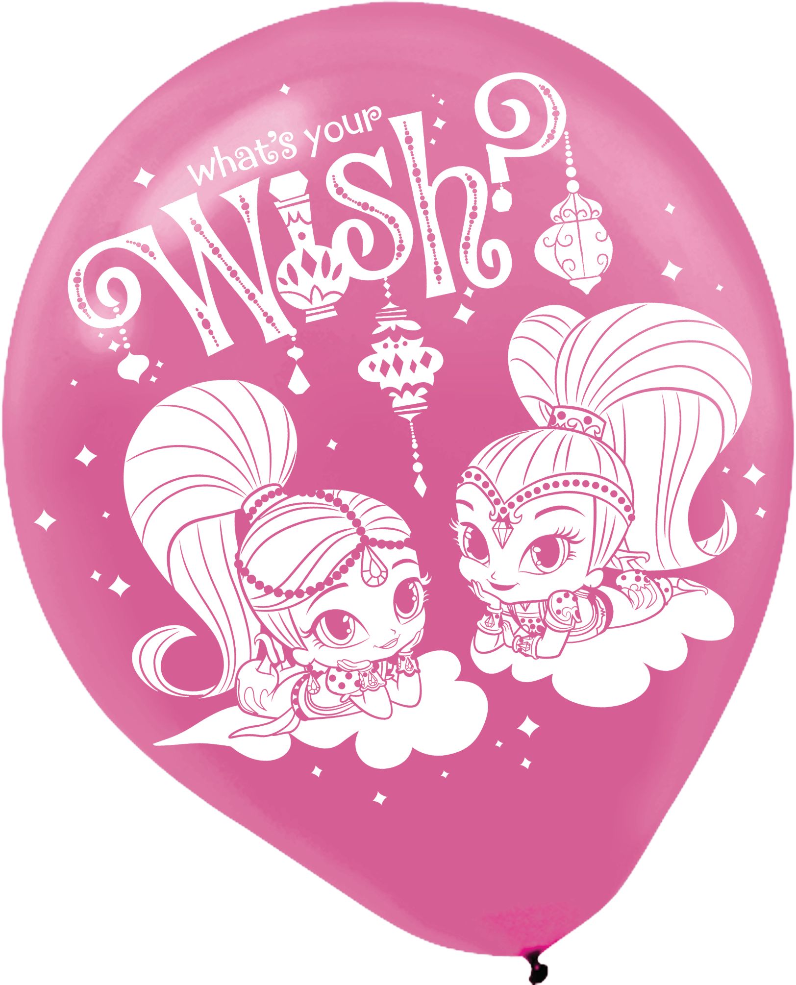 Shimmer & Shine Birthday Party Latex Balloons, Pink/Blue/Purple, 6-pk Front_Flat